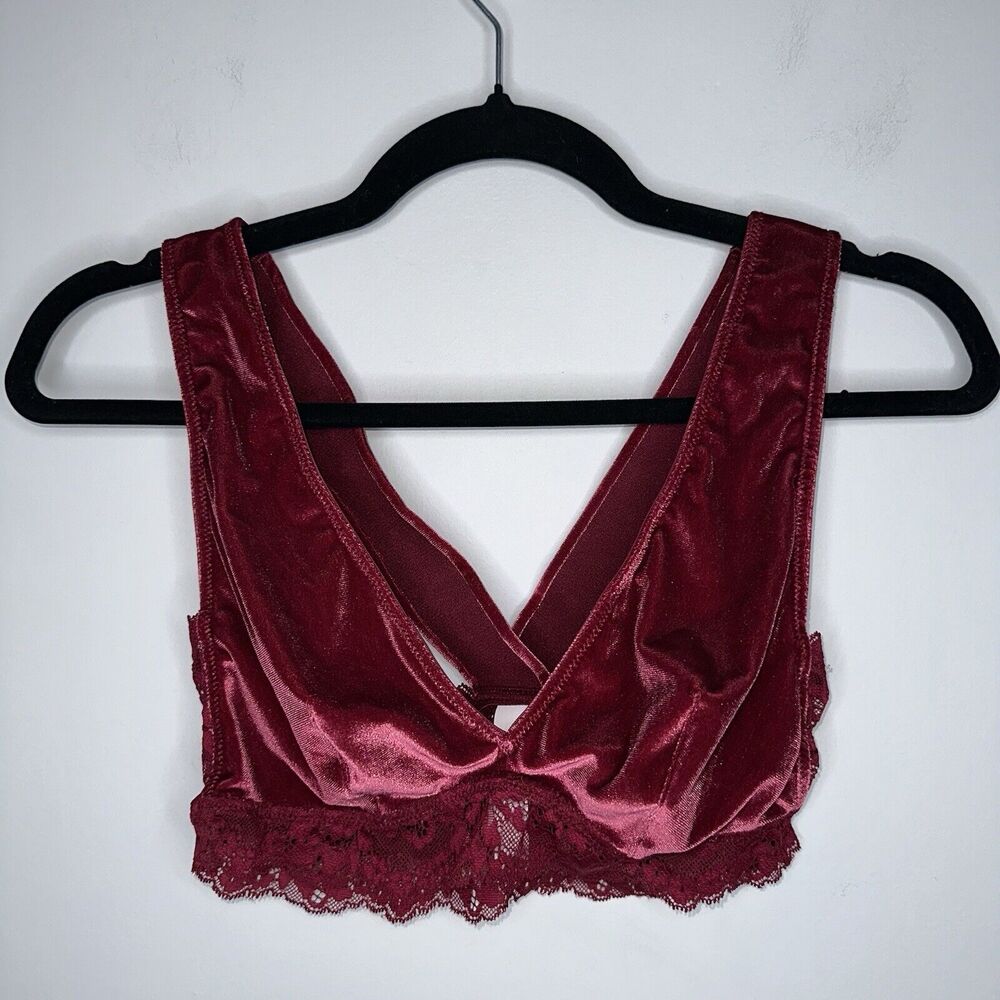 Auden Women’s Red Velvet Plunge Bralette Size Small